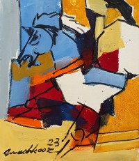 Mashkoor Raza, 12 x 14 Inch, Oil on Canvas, Horse Painting, AC-MR-659
